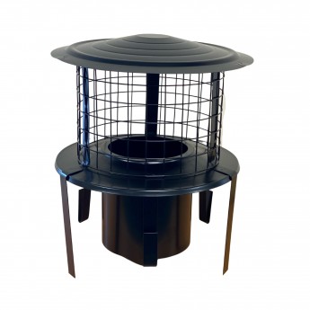 5" Stainless Steel  BLACK Chimney Pot Hanger Cowl (Connects To Chimney Liner) - Midtec