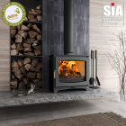DARK GREY - Ecosy+ Panoramic  9 -  Ecodesign - Slimline Wood Burning Stove (10kw Maximum Output)