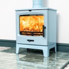 Duck Egg Blue Enamel - Ecosy+ Rock Midi - 5KW - Defra Approved - Eco Design Ready - Multi-fuel Stove - Cast Iron