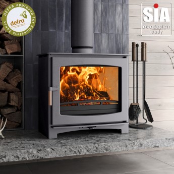 BURNT GREY - Ecosy+ Panoramic  9 -  Ecodesign - Slimline Wood Burning Stove (10kw Maximum Output)