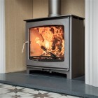 BURNT GREY -  Ecosy+ Panoramic Defra Approved 5kw Eco Design Ready  - Slimline  Woodburning Stove - 5 Year Guarantee 