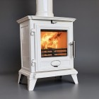 Ivory Enamel - Ecosy+ Rock Compact - Defra Approved - Eco Design Ready - Multi-Fuel Stove - Cast Iron