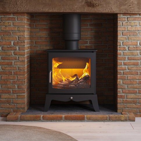 Ecosy+ Panoramic With Cast Base - Defra Approved - 5kw - Eco Design Ready  - Woodburning Stove
