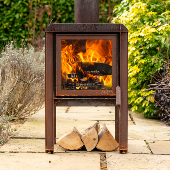 Ecosy+ V2  - Corten Steel Outdoor Woodburning Stove 