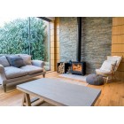 BURNT GREY -  Ecosy+ Panoramic Defra Approved 5kw Eco Design Ready  - Slimline  Woodburning Stove - 5 Year Guarantee 