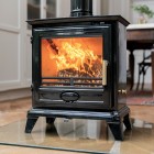 Black Enamel - Ecosy Rock Landscape 5kw | Defra Approved | Ecodesign Multi-Fuel  Wood Burner