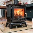 Black Enamel - Ecosy Rock Landscape 5kw | Defra Approved | Ecodesign Multi-Fuel  Wood Burner