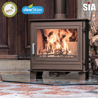 Rich Brown Ecosy+ Panoramic Traditional - (Wood Burning) Defra Approved, 5kw , Eco Design Ready  - 5 Year Guarantee 