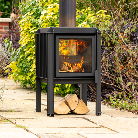 Ecosy+ V2 Double Sided - Black Steel Outdoor Woodburning Stove 