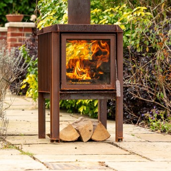 Ecosy+ V2 Double Sided - Corten Steel Outdoor Woodburning Stove 
