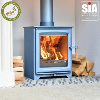 COOL BLUE - Ecosy+ Hampton 5 Defra Approved - Eco Design Approved - 5kw Wood Burning Stove COOL BLUE - Ecosy+ Hampton 5 Defra Approved - Eco Design Approved - 5kw Wood Burning Stove