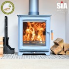 COOL BLUE - Ecosy+ Hampton 5 Defra Approved - Eco Design Approved - 5kw Wood Burning Stove COOL BLUE - Ecosy+ Hampton 5 Defra Approved - Eco Design Approved - 5kw Wood Burning Stove