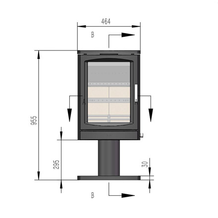 Hampton Vista 500 Pedestal 5kw wood burning stove diagram