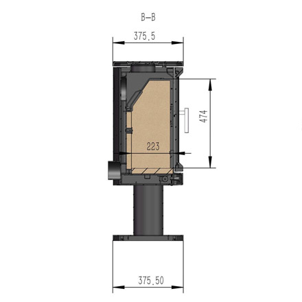 Hampton Vista 500 Pedestal 5kw wood burning stove diagram