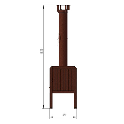 Haven v2 Outdoor wood burning stove diagram