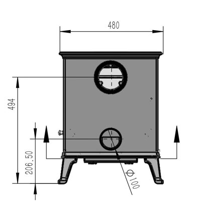 Snug 10 Classic - <a href='/what-is-a-defra-approved-woodburning-stove' title='What is a Defra approved wood burning stove?'>Defra approved</a> 10kw stove diagram